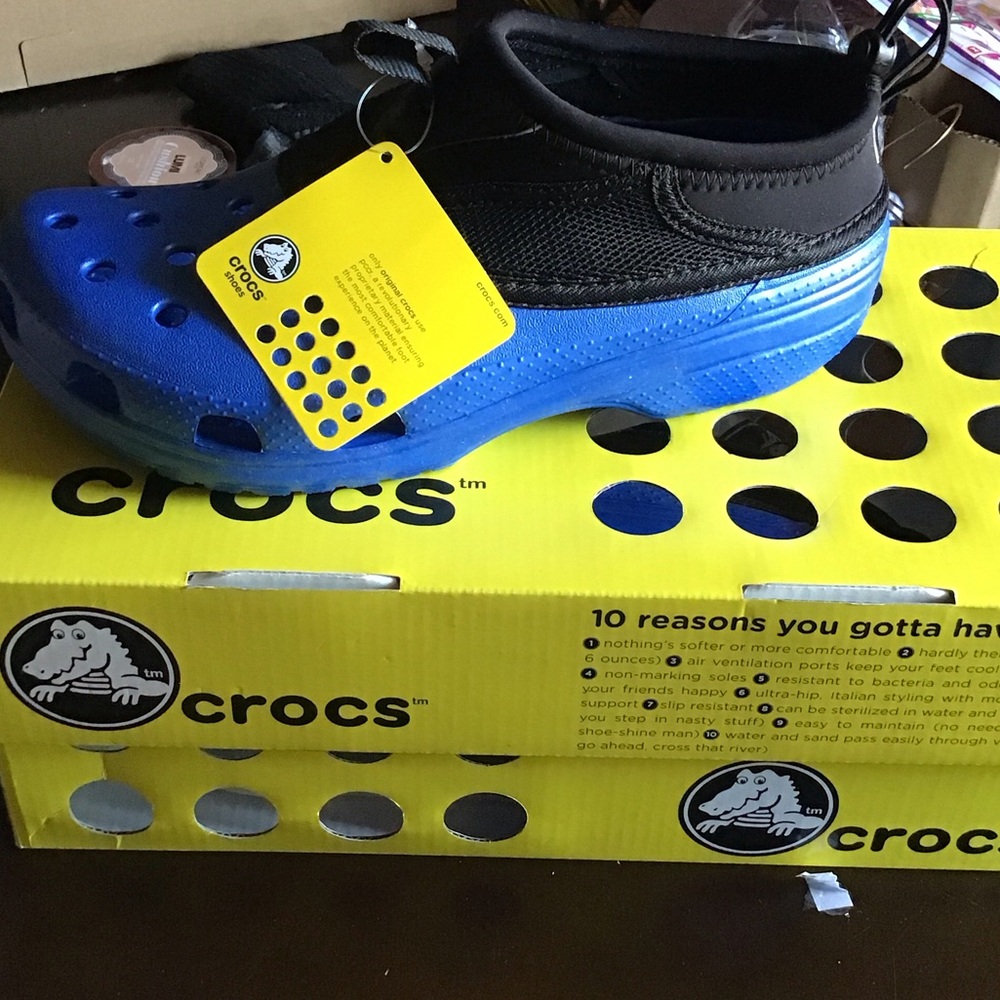 CROCS Kids Black and Blue Water Shoes